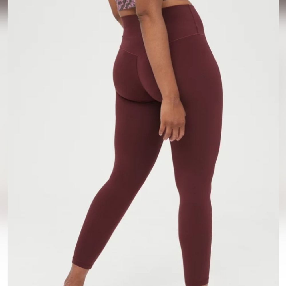 Aerie Offline 7/8 Leggings Burgundy High-Waisted Leggings